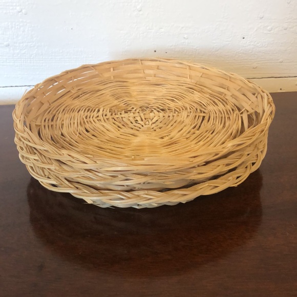 Set of 3 Wicker Basket Paperplate Holders Boho Wall Decor - Picture 2 of 6